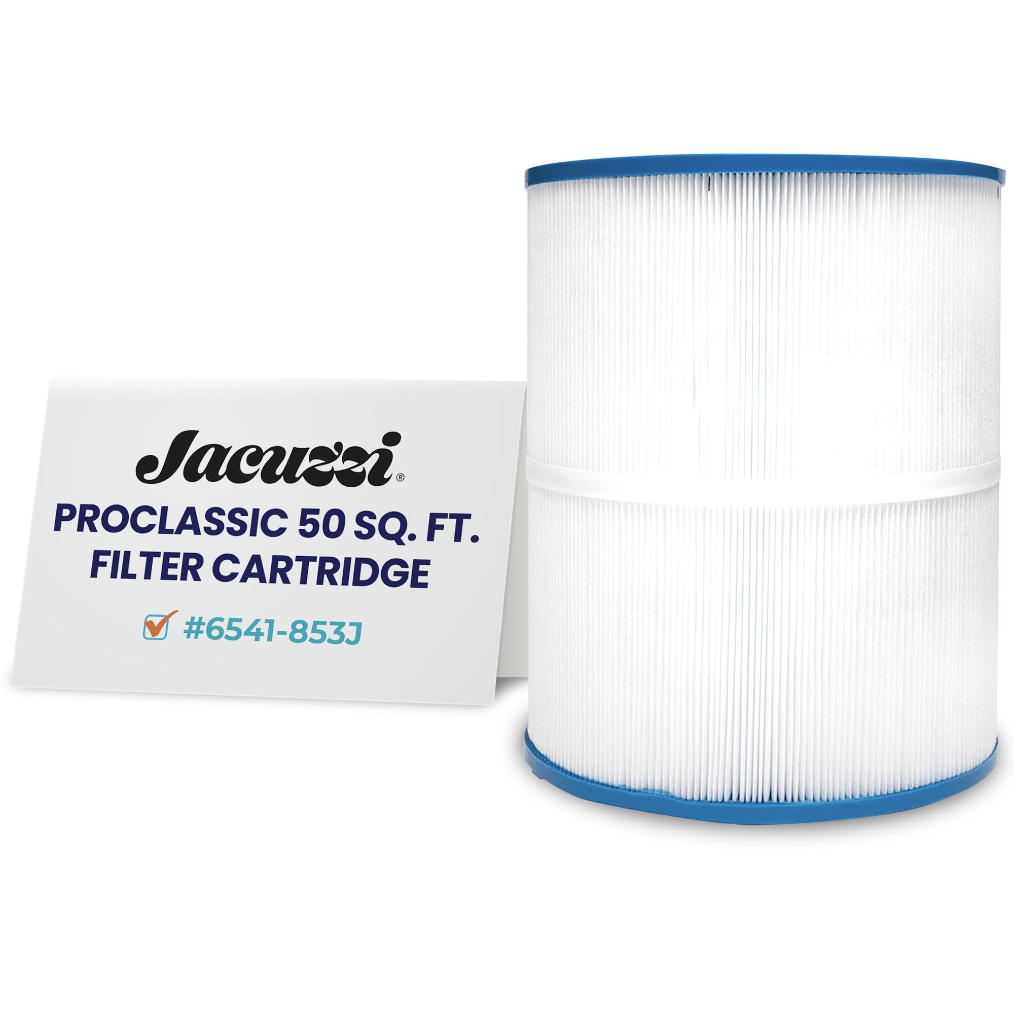 Jacuzzi ProClassic 50 Sq Ft Rinseable Pleated Cartridge, Replacement Spa Filter 6541-853J, Fits 2023+ J-200 Hot Tubs, Durable Reemay Media for Crystal-Clear Clean Spa Water, Easy Install & Maintenance