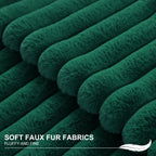 Pallene Faux Fur Plush Christmas Throw Pillow Covers 18x18 Set of 2 - Luxury Soft Fluffy Striped Decorative Pillow Covers for Sofa, Couch, Living Room - Christmas Green