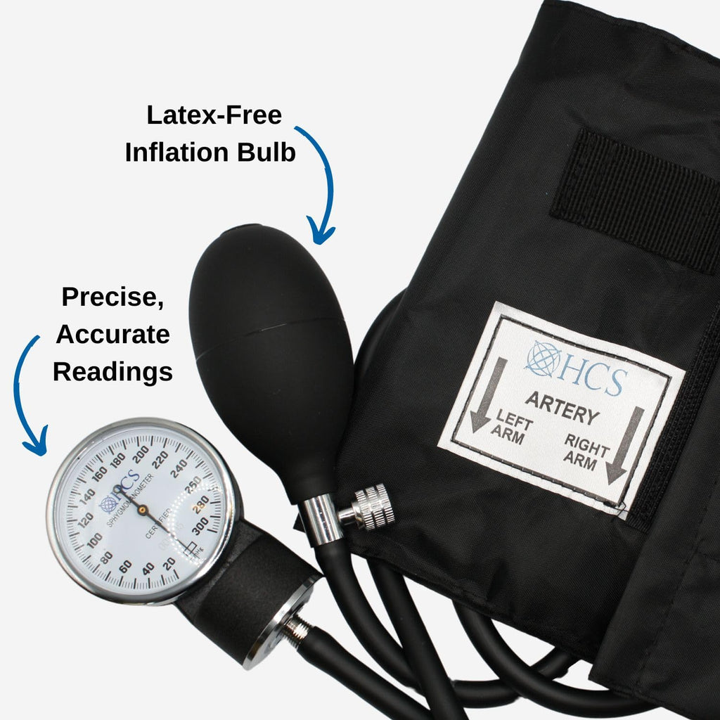 HCS Blood Pressure Cuff, Manual - Adult Aneroid Sphygmomanometer - Medical, Home, Elderly Care - BP Cuff Manual - Blood Pressure Cuff Arm Monitor w/Carrying Case