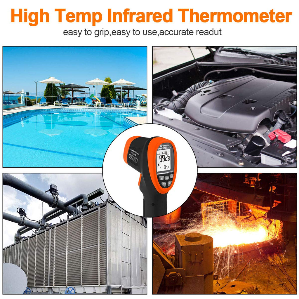 Infrared Thermometer High Temp Thermometer Pyrometer -58℉~2732℉ (-50℃ to 1500℃), 30:1 Distance Spot Ratio, Non-Contact Dual Laser Thermometer for Industry Forge【NOT for Human】-AP-2732(Orange)