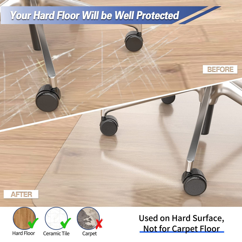 Amyracel Office Chair Mat for Hardwood Floor, 36” x 48” Clear Computer Desk Chair Mat for Hard Floors, Easy Glide Office Floor Mat for Hardwood Floor