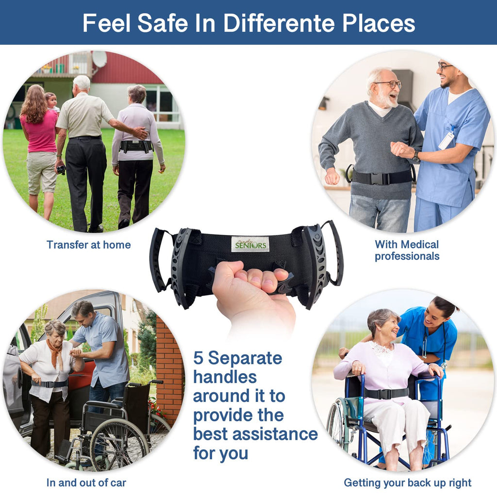Gait Belt for Seniors - Transfer Gate Belts With Handles for Lifting Elderly & Patient Physical Therapy - Easy to Use Quick Release Gait Belt for Medical Nursing Use