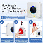 Caregiver Pager Wireless Call Buttons for Elderly Monitoring Smart Call System Alert Button for Seniors 1 SOS Call Buttons/Transmitters 2 Receivers Nurse Calling Alert for Home/Personal Attention