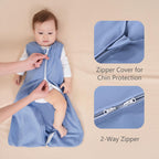 FIEMOL Baby Sleep Sack 12-18 Months, 100% Cotton Sleeping Sack for Newborn and Infant, 3 Pack Baby Wearable Blanket, 0.5 Tog Lightweight Double Zipper Sleep Bag Cyan