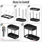 Multi-Purpose Pull-Out Storage Organizers, Under Sink/Cabinet Organizers and Storage for Bathroom & Kitchen, Black, 12.8 Inches, 2 Packs