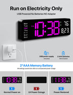 MASHI Digital Wall Clock, 17.3" Large Display Digital Clock with Remote Control, Auto-Dimming Wall Clock with Night Light, DST, Date Week,Temp for Living Room, Bedroom, Decor, Gift for Elderly