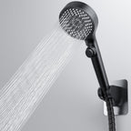 RV Shower Head with Stainless Steel Hose, 5 Mode High Pressure Shower Head with Handheld On Off Switch, Camper Shower Head Replacement for RV, Travel Trailer, Motorhome, RV Accessories Part, Black