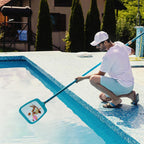 POOLWHALE Premium 15 Foot Telescopic Swimming Pool Pole, Adjustable 3 Piece Extendable Pool Cleaning Pole, Blue Anodized Aluminum - for Skimmer Nets, Vacuum Heads and Brushes