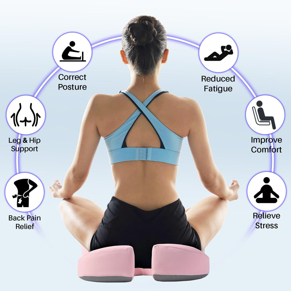 Seat Cushion for Office Chair, Large Thick Seat Cushion for Tailbone Pain Relief, Sciatica & Back Support, Memory Foam Office Chair Cushion for Long Sitting, Coccyx Cushion for Car, Wheelchair (Pink)