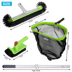 Sepetrel Deluxe Swimming Pool Cleaning Kit Including Professional Leaf Skimmer Net, 17.5" Pool Brush Head,Scrub Brush and 10.5 FT Pole