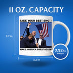 Trump Shot At Coffee Mug - Trump Bloody Ear Fist Pump PA Butler Pennsylvania Rally Failed Assassination Attempt - Trump 2024 -11 Ounce Coffee Cup - Dishwasher and Microwave Safe - TRUMP9