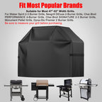 Grill Cover, BBQ Grill Cover, Waterproof, Weather Resistant, Rip-Proof, Anti-UV, Fade Resistant, with Hook-and-loop and Strap, Gas Grill Cover for Weber,Char Broil,Nexgrill Grills, etc. 52 inch, Black