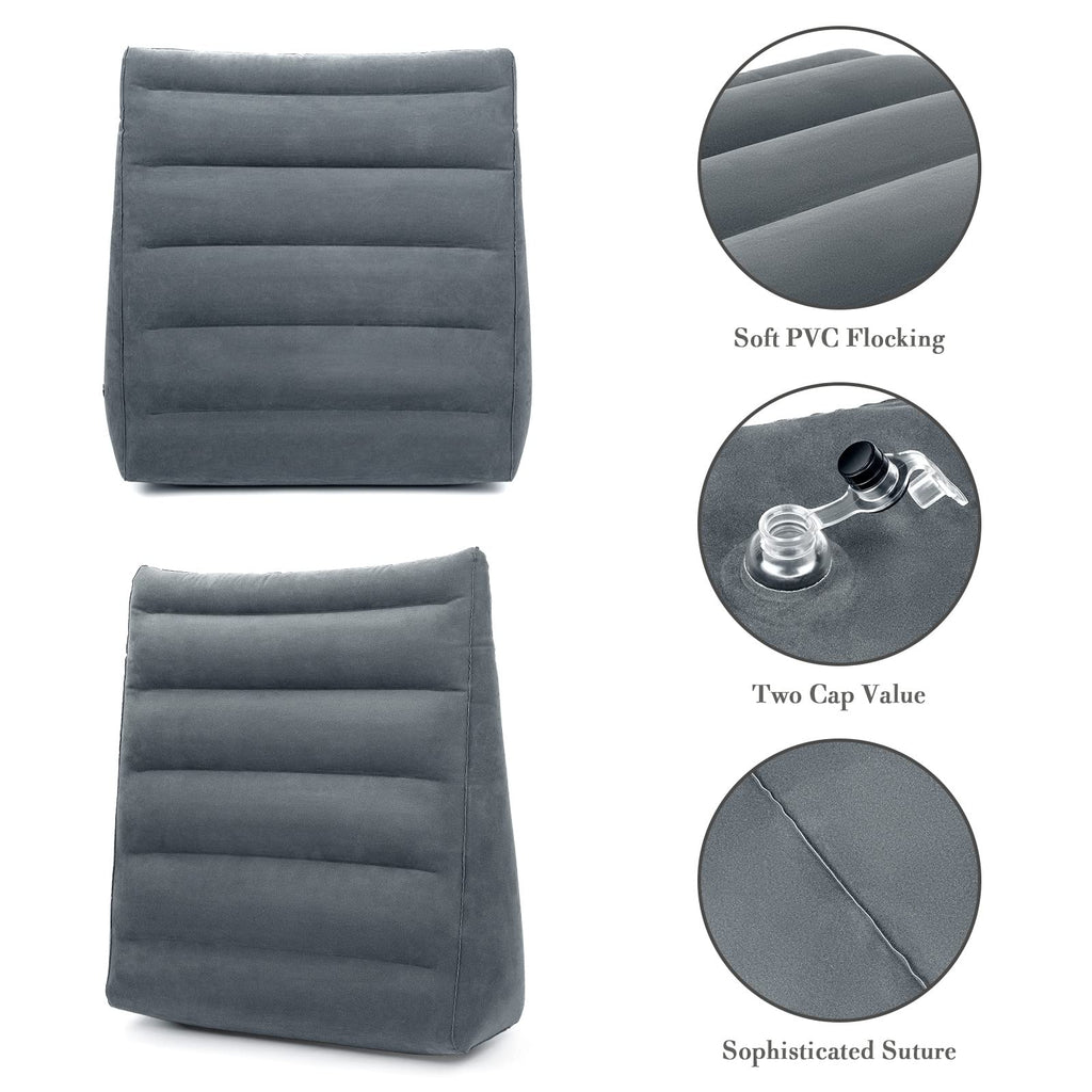 USHMA Inflatable Wedge Pillow, Portable Travel Wedge Pillow, Fast Inflation & Deflation Inflatable Wedge Pillows for Travel, Blow Up Wedge Pillow Suitable for Travel Home Sleeping Back Knee Bed