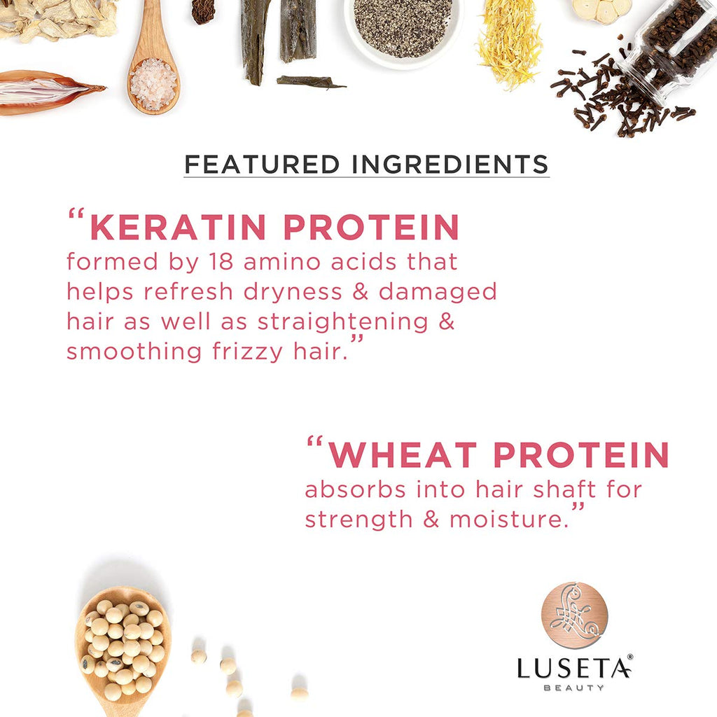 Luseta Keratin Smooth Shampoo and Conditioner Set Moisturizing and Hydrating for Damaged and Dry Hair Prevent Further Breakage Free of Sulfate and phosphate