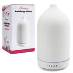 Gooamp 200ML Ceramic Diffuser,Aromatherapy Diffuser,Essential Oil Diffuser with 7 Color Lights Auto Shut Off for Home Office Room, White Base (1/3/6/ON hrs Working time)