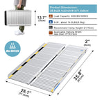 Ruedamann 35.8" L×28.1" W Threshold Ramp,3ft Wheelchair Ramps,Using Height 6",600lbs Capacity for Home,Steps,Stairs,Handicaps,Doorways,Aluminum Folding Ramps for Wheelchairs
