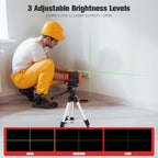 Laser Level with Tripod, 100 feet Green Cross Line Self Rotary Leveling Laser Level, Vertical and Horizontal Line, Rotatable 360 Degree, Manual Self leveling and Pulse Mode,IP54 Waterproof & Battery