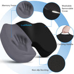 TushGuard Seat Cushion for Office Chair Memory Foam Non-Slip Desk Seat Cushion Back, Coccyx, Sciatica, Tailbone Pain Relief Butt Pillow for Office Chair, Car, Wheelchair, Black