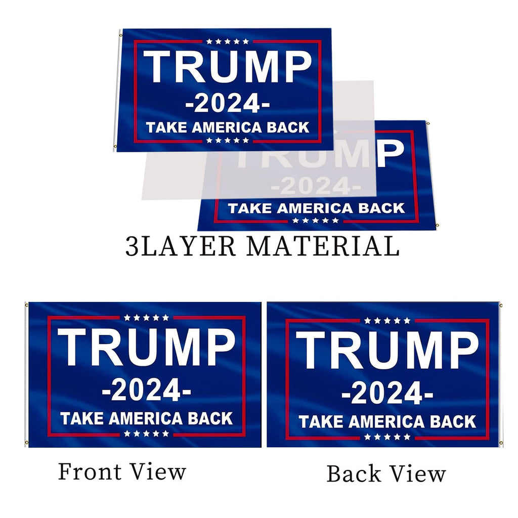 4x6 Trump Flag 2024 Outdoor Double Sided Made in USA Heavy Duty 3 Ply Thick Polyester Material Take America Back Flags with 2 Metal Grommets, 4 Rows of Stitching Donald Trump Banner 4 x 6 Ft