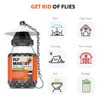 Outdoor Fly Trap [2 Pack] Fly Traps Outdoor with Dissolvable Non-Toxic Bait - Controls Flies for Patios, Hanging Fly Traps with Tie Included