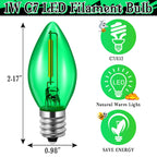 Enhon 2 Pack Accessory Cord with 1 LED Light Bulb, Blow Mold Light with C7 Lamp, Black Cord with On/Off Switch Plug, Christmas Village Light for Holiday Indoor Decor Craft Projects (Green)