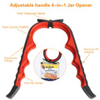 Jar Opener Bottle Opener for Weak Hands, 5 in 1 Multi Function Can Opener Bottle Opener Kit with Silicone Handle Easy to Use for Children, Elderly and Arthritis Sufferers (New red)