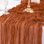 MLMW Fall Thanksgiving Table Runner Terracotta Cheesecloth Table Runner 13.3ft 10 Pack Burnt Orange Cheese Cloth Table Runner 160 inch Boho Gauze Table Runner for Wedding Party Fall Decor