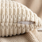 MIULEE Pack of 2 Corduroy Decorative Throw Pillow Covers 12x20 Inch Soft Boho Striped Pillow Covers Modern Farmhouse Christmas Home Decor for Sofa Living Room Couch Bed Cream White