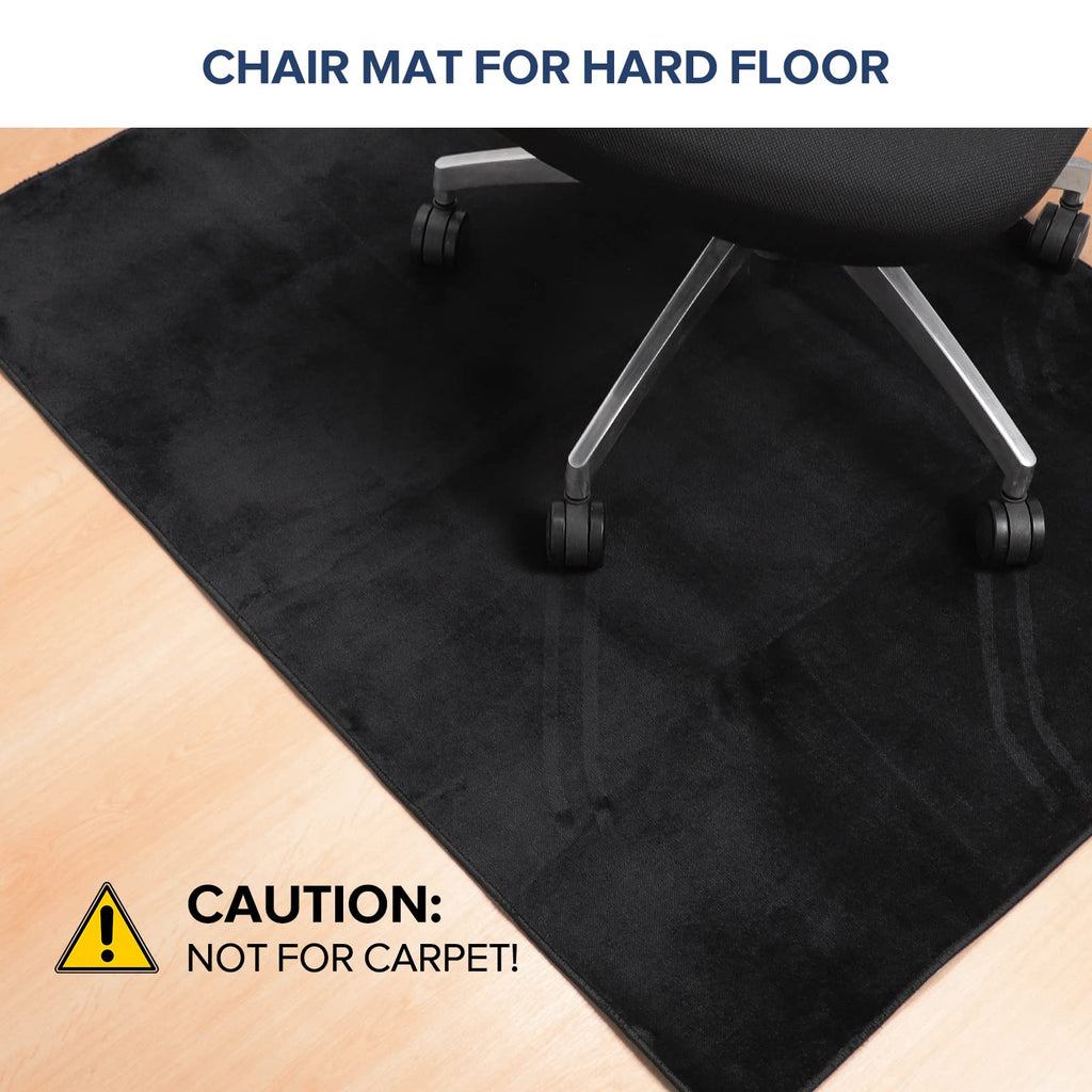 QQpony Office Chair Mat, 75" x 60" Large Chair Mat for Hard Floors, Flannel Fabric Area Rug for Hard Surface, Floor Protector Under Desk Mat for Home Office (Black)