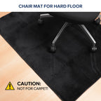 QQpony Office Chair Mat, 75" x 60" Large Chair Mat for Hard Floors, Flannel Fabric Area Rug for Hard Surface, Floor Protector Under Desk Mat for Home Office (Black)