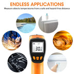 Infrared Thermometer Gun -58°F to 788°F, Laser Temperature Gun with Adjustable Emissivity, Non Contact Laser Thermometer for Cooking/BBQ/Pizza Oven/Grill & Engine - Heat Temperature Gun