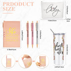 Domensi Best Boss Gift Set Thank You Gift for Women Lady Appreciation Day Gift 20oz Rustic Marble Sign Tumbler Makeup Bag A6 Notepad with Ballpoints Boss Day Gift Office Leader Christmas Gift(Pink)