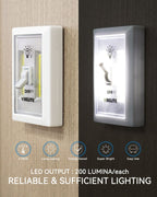 VIBELITE LED Night Light Switch, 12 Total Batteries Included, 200 Lumen Wireless COB LED Switch Light, Under Cabinet, Shelf, Closet, Garage, Kitchen, Stairwell and Emergency, Battery Operated, 4 Pack