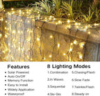 Joomer Solar Christmas Lights 72ft x 2 Pack 200 LED 8 Modes Solar String Lights Waterproof Solar Fairy Lights for Christmas Decorations (Warm White)