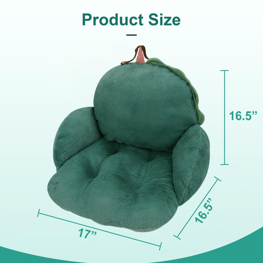 QYA Cute Chair Cushion, Soft Seat Cushions for Office Desk, Kawaii Chair Pillow for Gaming, Comfy Floor Seating for Adults, Bedroom Playroom Dining Living Room Decor, 17"x16.5", Green