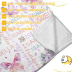 PUREFLY Personalized Baby Blanket- Custom Baby Blankets with Name for Girls, Personalized Baby Girl Gifts for Baby Shower Christmas Birthday, Customized Baby Blanket for Kids Toddler New Mom Newborn