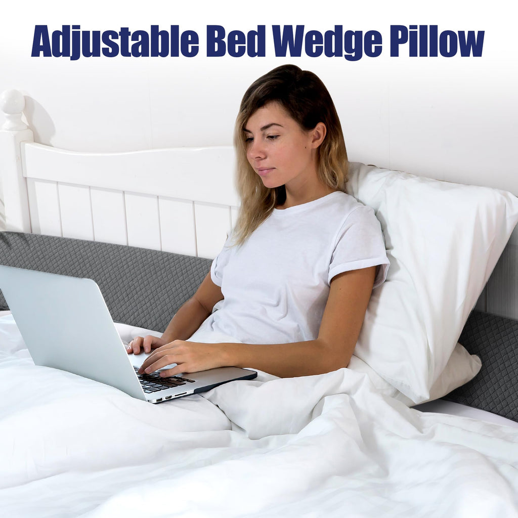 HOMBYS Wedge Pillow Headboard for Bed Gap,Foldable Bed Wedge Gap Filler Full Size,Matterss Gap Filler,Multi Functional Bed Crack Pillow, Fill The Gap (0-7") Between Your Headboard and Mattress,Grey