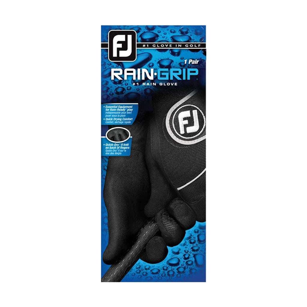 FootJoy Men's RainGrip Pair Golf Glove Black Large, Pair