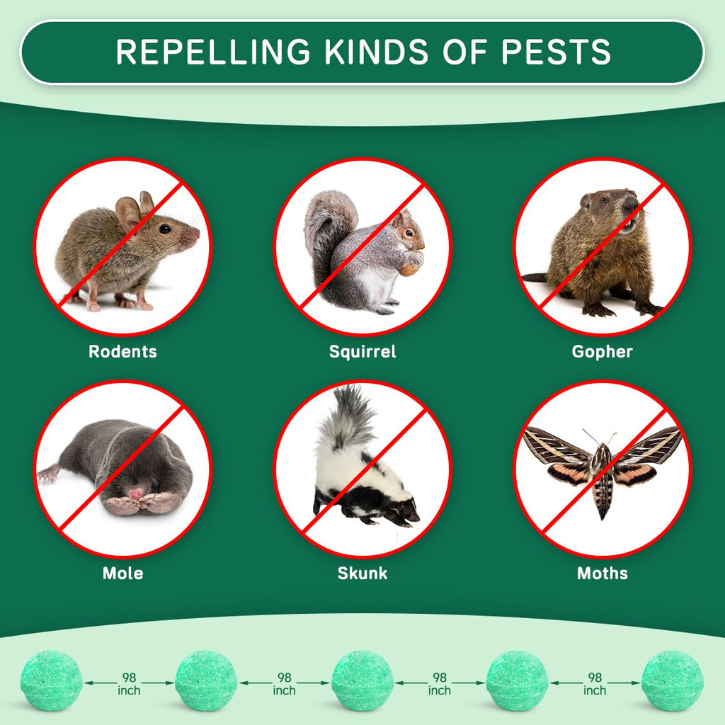 Rodent Mouse Repellent 14 Pack, Peppermint Oil Moth Balls for Mice Rats Deterrent, Natural Pest Control Mothballs for Rodents, Squirrels, Skunk, Mole, Gopher, Pets Safe, Indoor and Outdoor Use