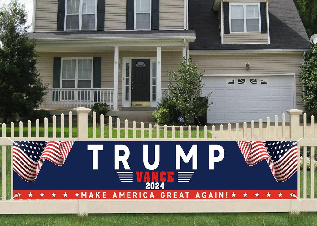 YINBTTER Trump Vance Win 2024 President Campaign Large Banner Sign Flag with Brass Grommets, Trump Make America Great Again Outdoor Sign House Banner Yard Lawn Decoration 118X18''