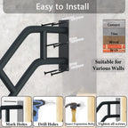 Upgraded Stair Handrails for 1-3 Steps, Wall Mounted Safety Grab Bar with Matte Finish, 27" Length Handrails for Outdoor and Indoor, Hand Rail with 2 Anti-Skid Crossbar Good for Elderly,Kids,Disabled