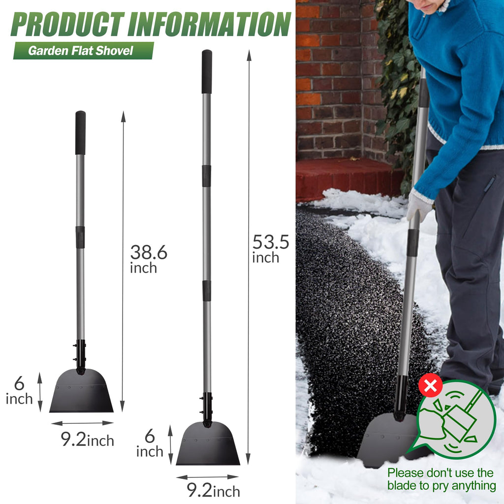 Walensee Flat Shovel,Snow Shovel, Ice Scraper, 54 inch Snow Ice Chopper for Walkway, Ice Removal Tool for Road Outdoor Garden Cleaning Scraper, Weed Remove Tool for Lawn Edging, Driveway Weeding Tool