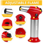TBTEEK Butane Torch T901, Kitchen Torch Cooking Torch with Safety Lock & Adjustable Flame for Cooking, BBQ, Baking, Brulee, Creme, DIY Soldering(Butane Not Included), Red