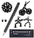 Fidget Pen Decompression Magnetic Metal Pen, Toy Pen Relieving Stress Build Various of Shapes, Strato Pen Multifunctional Deformable Magnet Writing Pen Polar Pen for Christmas Gift (Pen Black)