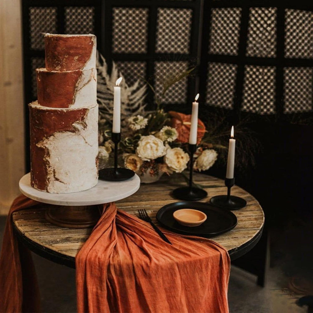 6 Pieces Terracotta Cheesecloth Table Runner 10ft, Rustic Burnt Orange Gauze Cheese Cloth for Boho Wedding Decor Bridal Shower Engagement Thanksgiving Christmas Table Runner