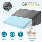 Domusensus Wedge Pillow for Sleeping, 12" Bed Wedge Pillow for After Surgery, Triangle Pillow Wedge for Heartburn, Acid Reflux, GERD, Back Pain Relief, Neck Pain, Soft & Cooling Memory Foam Top