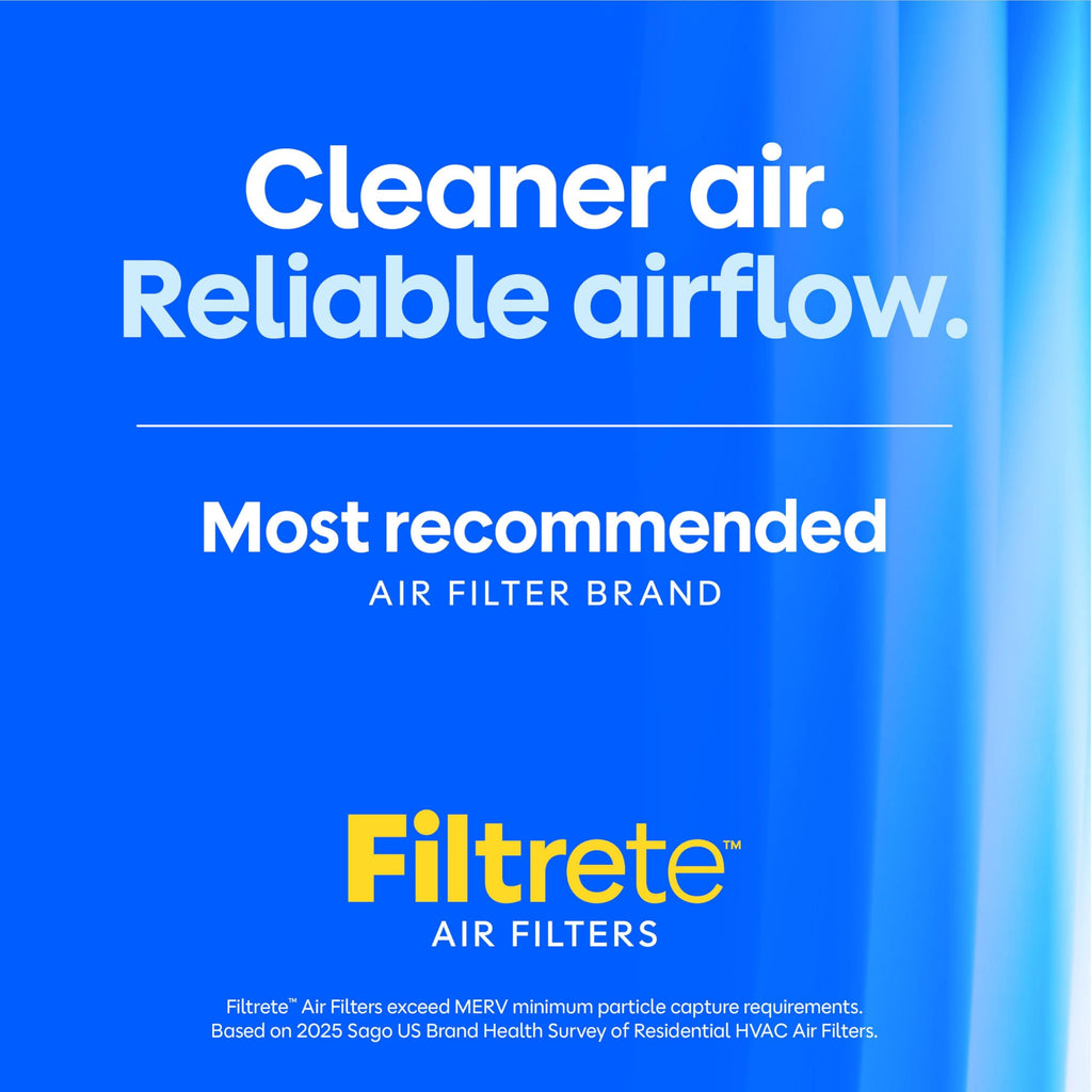 Filtrete 16x25x1 Air Filter, MERV 12, MPR 1500, Allergens, Bacteria & Viruses, 3-Month AC and Furnace Filters, Cleaner Air, Reliable Airflow, 6 HVAC Filters (Actual Size 15.62 x 24.62 x 0.78 in)