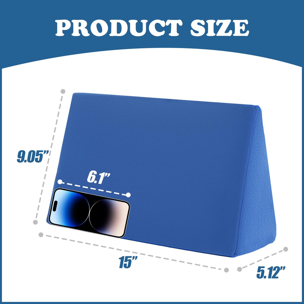 Small Wedge Pillow, Wedge Pillow for Bed Sores, Positioning Pillow, Positioning Wedge, Mini Pillow for Laptop and Yoga, Small Foam Wedge for Chair (1 Unit, Blue)