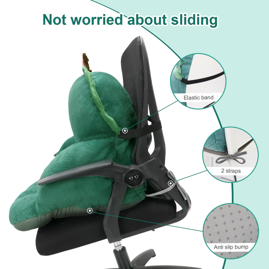 QYA Cute Chair Cushion, Soft Seat Cushions for Office Desk, Kawaii Chair Pillow for Gaming, Comfy Floor Seating for Adults, Bedroom Playroom Dining Living Room Decor, 17"x16.5", Green