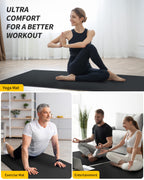 CAMBIVO Yoga Mat for Women and Men, Extra Long and Wide Exercise Mat(84" x 30" x 1/4 inch), Large Non Slip Workout Mat for Yoga, Pilates, Fitness, Barefoot Workouts, Home Gym Studio(Black)